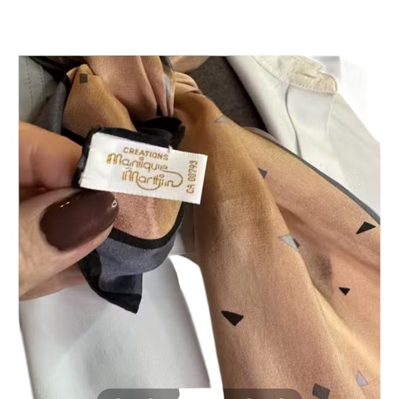 Monique Martins - Chic Peach and Gray Women's Silk Scarf - Picture 4 of 7